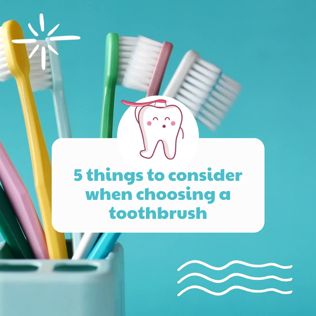 Several Toothbrush Choice Tips With Cute Tooth Character Animated Post Design Template