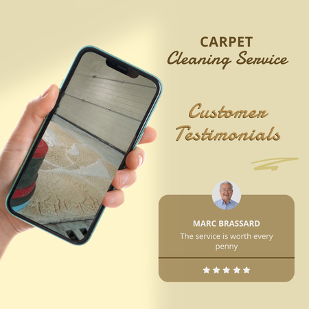 Carpet Cleaning Service With Client Testimonial Animated Post Šablona návrhu