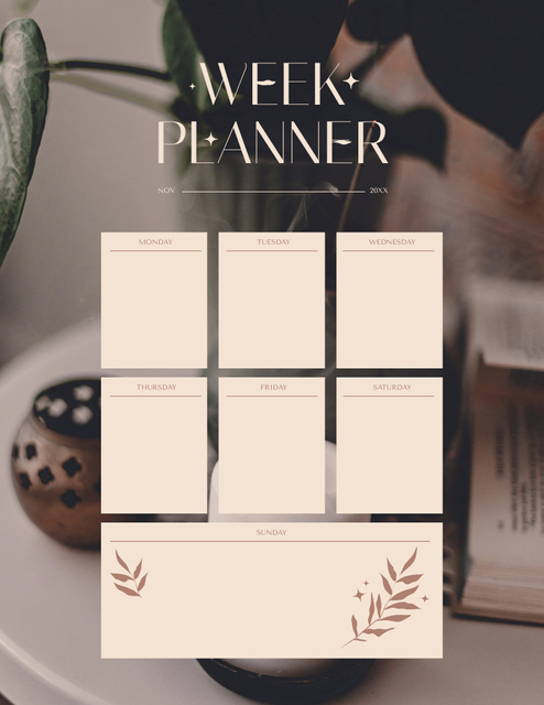 Week Planner with Home Diffuser in Brown Notepad 8.5x11in Tasarım Şablonu