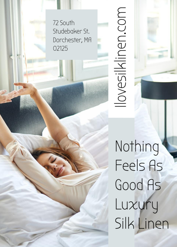 Designvorlage Woman Resting in Bed with Silk Linen für Flayer