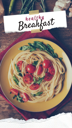 Healthy Breakfast with Pasta on Plate Instagram Story tervezősablon