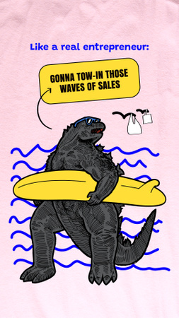 Platilla de diseño Confident Businessman Monster Surfer Joke Instagram Story