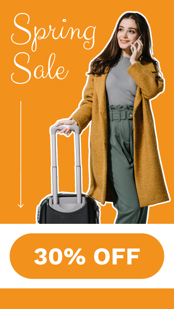 Spring Sale with Woman in Coat Instagram Story Design Template