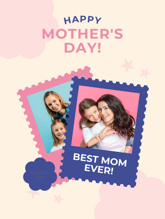 Cute Moms with their Daughters on Mother's Day Poster US Design Template