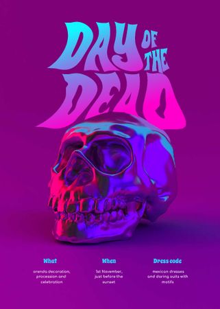 Day of the Dead Announcement with Skull Invitation tervezősablon