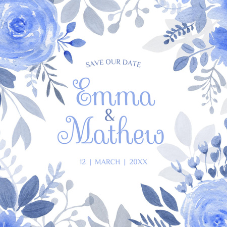Floral Wedding Invitation Instagram Design Template