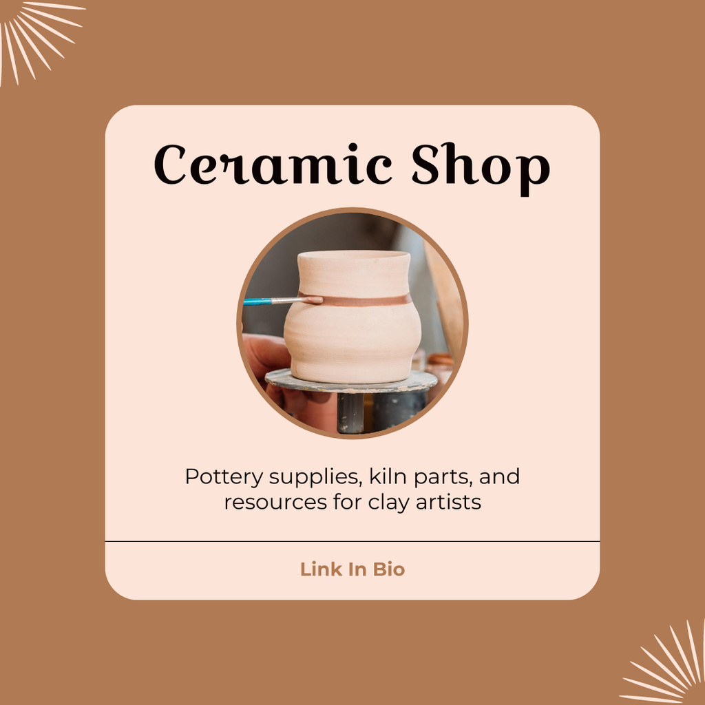 Ontwerpsjabloon van Instagram van Ceramic Shop With Pottery Supplies
