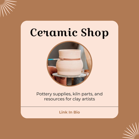 Plantilla de diseño de Tienda de cerámica con suministros de cerámica Instagram 