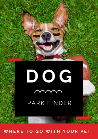 Cute Dog in sunglasses in Park Poster Design Template