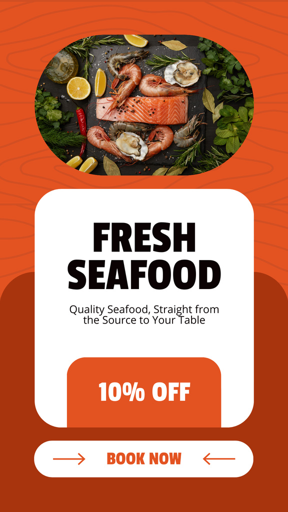 Modèle de visuel Ad of Fresh Seafood with Shrimps - Instagram Story