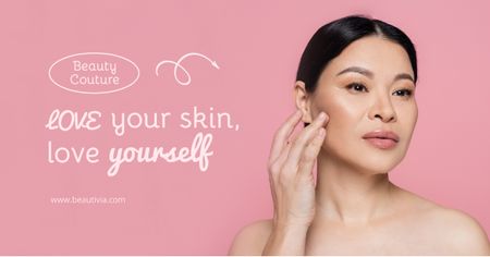 Skincare Ad with Attractive Young Girl Facebook AD Design Template