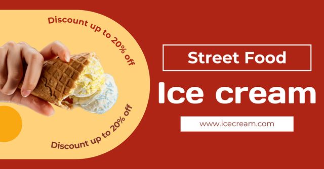 Street Food Ad with Yummy Ice Cream Facebook ADデザインテンプレート