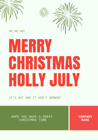 Christmas Party in July with Christmas Tree Flyer A5 Design Template