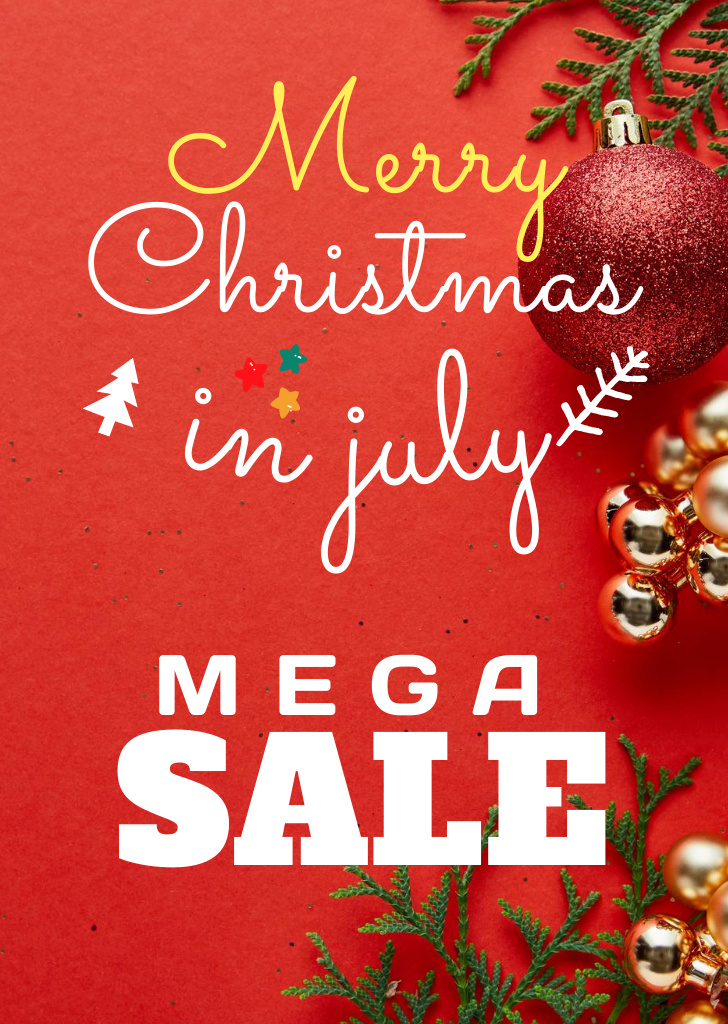July Christmas Mega Sale Announcement Flyer A6 Design Template