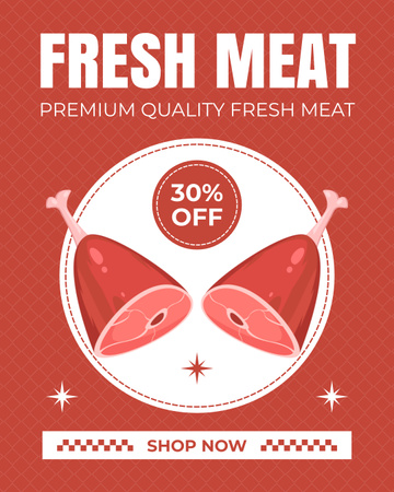 Discount on Fresh Premium Meat Instagram Post Vertical Design Template