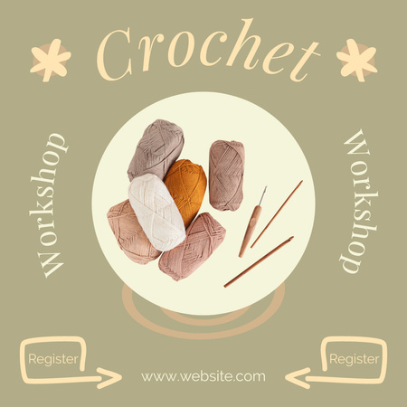 Crochet Workshop Announcement with Woolen Clews Animated Post Modelo de Design