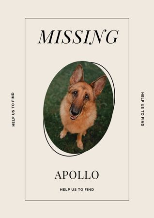 Designvorlage Ankündigung über das Verschwinden von Nice Dog für Poster