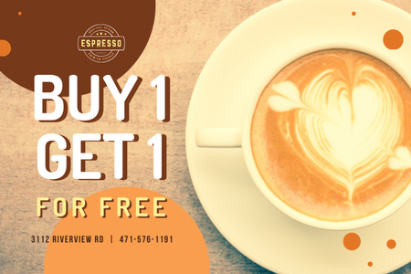 Platilla de diseño Discount Offer Cup with Latte Art Gift Certificate