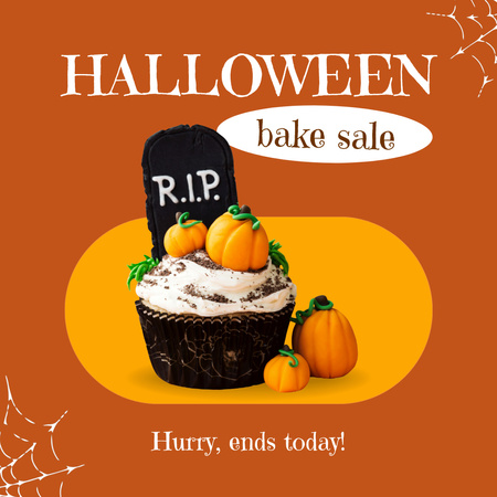 Platilla de diseño Spooky Cupcake And Bake Sale For Halloween Animated Post