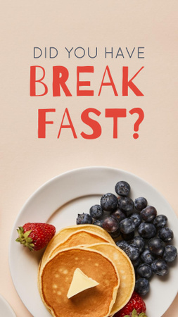 Breakfast with Pancakes and Blueberries Instagram Story Design Template