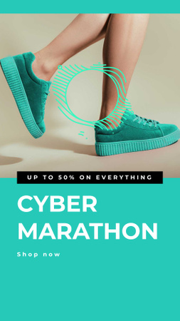 Cyber Monday Sale Sneakers in Turquoise Instagram Video Story Design Template