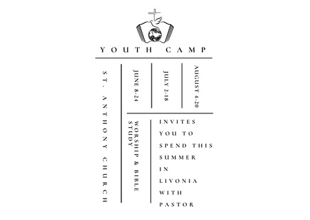 Youth religion camp of St. Anthony Church Card Design Template