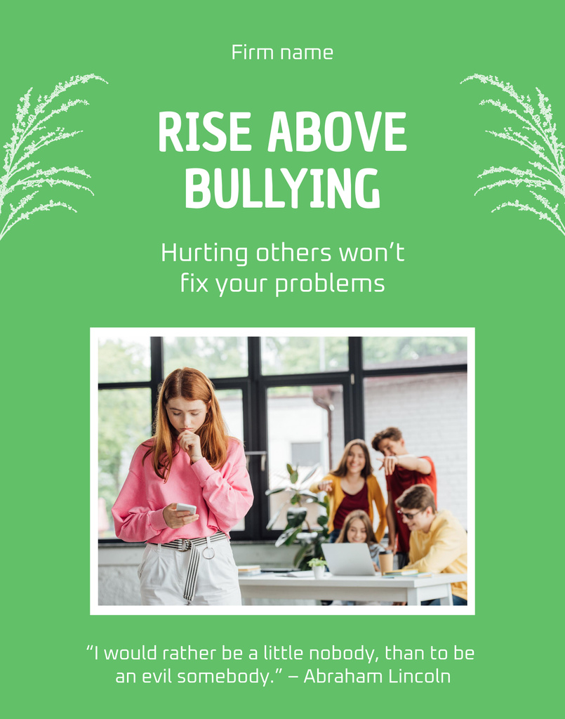 Motivational to Stand Against Bullying Poster 22x28in Design Template