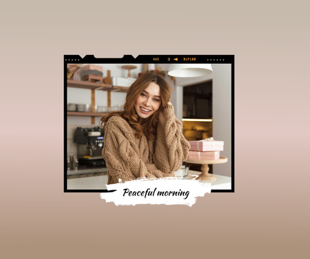 Modèle de visuel Smiling Girl enjoying cozy Morning - Facebook