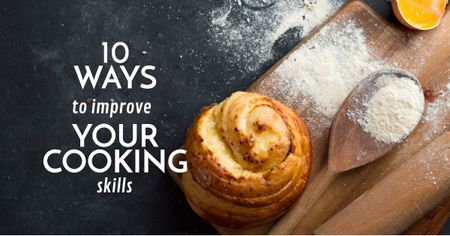 Improving Cooking Skills with freshly baked bun Facebook AD Design Template