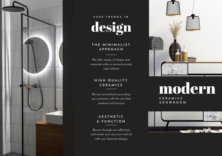 Stylish Modern Bathroom Interior and Decor Brochure Din Large Z-fold – шаблон для дизайну