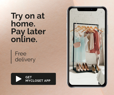 Online Shop Ad with Closet on Phonescreen Facebook Design Template