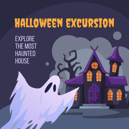 Modèle de visuel Promotion Excursion d'Halloween à la maison hantée - Animated Post