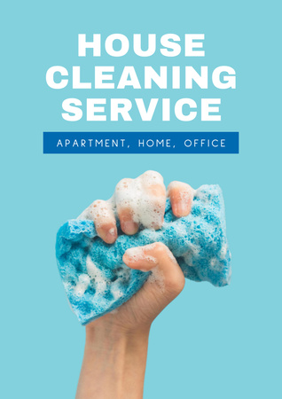 House Cleaning Services with Dish Sponge in Hand Poster Design Template