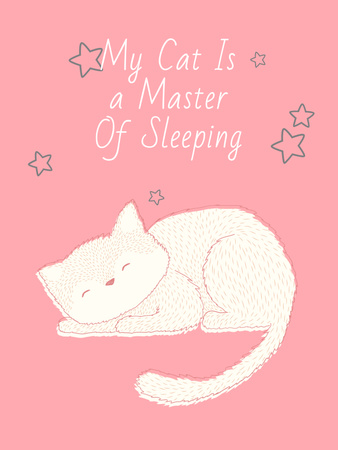 Cute Cat Sleeping in Pink Poster US Design Template