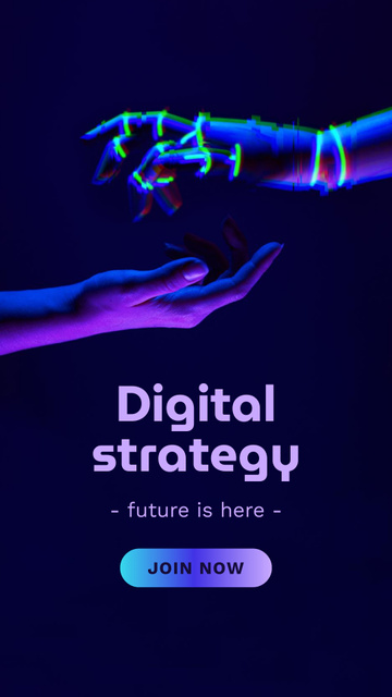 Digital Strategy Ad with Human and Robot Hands Instagram Storyデザインテンプレート