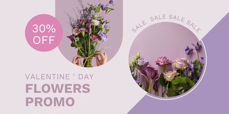 Flower Sale for Valentine's Day Twitter Design Template
