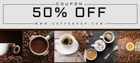Coffee Beans Voucher Coupon 3.75x8.25in Design Template