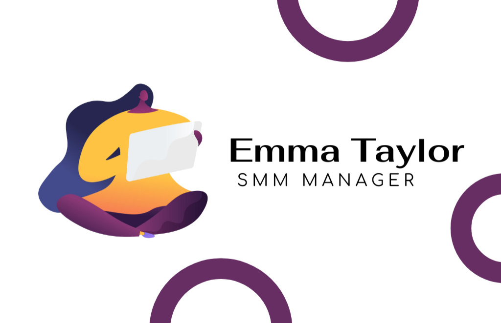 SMM Manager Service Offer with Illustration Business Card 85x55mm – шаблон для дизайна