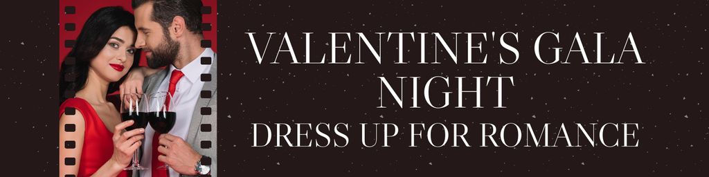 Valentine's Day Gala Night Event With Wine And Dress Twitter tervezősablon