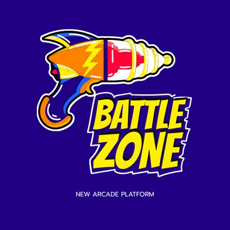 New Game Arcade Platform Ad Logo Design Template