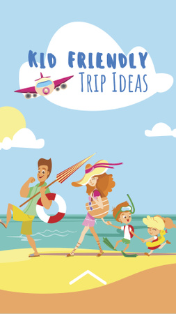 Plantilla de diseño de padres con niños que viajan al mar Instagram Story 