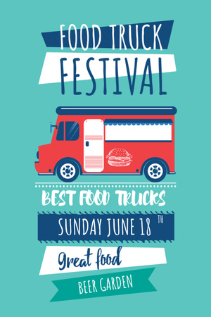 Food Truck festival announcement with Delivery Van Flyer 4x6in Tasarım Şablonu