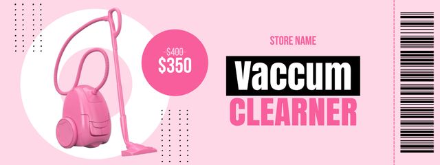 Ontwerpsjabloon van Coupon van Vacuum Cleaners Sale Pink