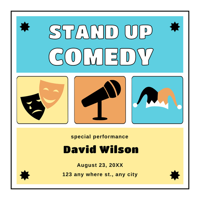 Standup Show Announcement with Collage Instagram Design Template