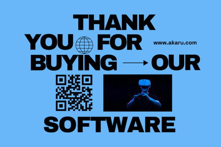 Virtual Reality Glasses Software with QR Code in Blue Postcard 4x6in Design Template