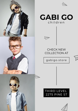 Children Clothing Store with Stylish Kids Poster Design Template