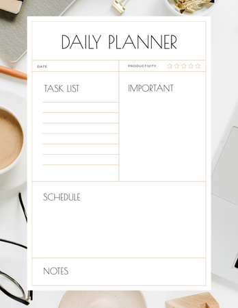 Modèle de visuel Planificateur quotidien avec lieu de travail - Notepad 8.5x11in