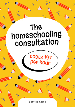 Plantilla de diseño de Home Education Ad with Pencils on Yellow Flyer A4 