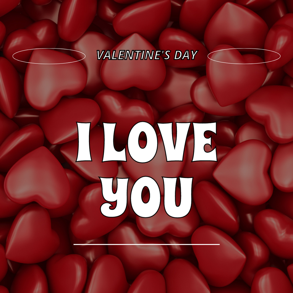 I Love You Text on Valentine's Day Greeting Instagram Design Template
