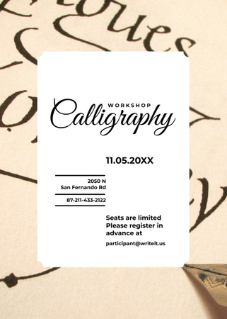 Calligraphy Workshop Announcement Watercolor Flowers Invitation Design Template